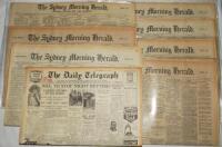 'Bodyline'. England v Australia. First Test, Sydney 2nd- 7th December 1932. A selection of original and complete Australian newspapers including issues of the Sydney Morning Herald 21st November 1932, and The Daily Telegraph [Sydney] 22nd &amp; 23rd Novem