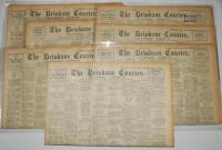 'Bodyline'. England v Australia. Fourth Test, Brisbane 10th- 16th February 1933. A selection of original and complete issues of 'The Brisbane Courier' for 10th, 11th, 13th-17th February 1933 with coverage of the fourth Test at Brisbane, which England won 