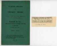 Cotterell &amp; Co., Dale End, Birmingham catalogues 1930s. Two original catalogues of cricket books for sale. 'A Special Collection of Cricket Books only just on the market', May 1931. Eleven loose pages with original green wrappers, preserved in modern 