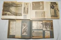 Cricket scrapbooks early 1930-1938. Four scrapbook comprising press cuttings, the majority relating to Test and some County cricket. Test series covered include the Ashes series, England v Australia in England 1930 and 1938, and the 'Bodyline' series in A