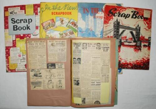 Test and County cricket scrapbooks 1950s. Five large scrapbook albums comprising a nicely presented and large selection of press cuttings, covering Test, County and other first-class cricket for the period. Includes Test series v India 1951/52, Pakistan 1