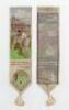 W.G. Grace. Silk bookmark with image of Grace batting with wicketkeeper and pavilion to background. 'Cricket- It's more than a game - it's an institution'. 'Thomas Hughes 1822-1896' beneath. Made by 'Cash's of Coventry' to verso. G/VG - cricket