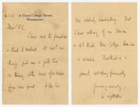 Alfred Lyttleton. Cambridge University, Middlesex &amp; England 1876-1887. Two page handwritten note from Lyttleton, written on 16, Great College Street, Westminster, letterhead to 'Dear F.G.'. Dated 16th January 1901, Lyttleton states 'I have read the pa