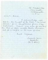 Bishan Singh Bedi. Northern Punjab, Delhi, Northamptonshire &amp; India 1961-1981. Single page handwritten letter dated 15th August 1972 from Bedi to 'Mr. Brown'. Bedi acknowledges receipt of a copy of the book, 'The Glad Season' by Ray Robinson and a lis