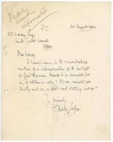 F.S. Ashley-Cooper. Cricket writer, collector and historian. Single page handwritten letter in ink dated 25th August 1923. Writing to F.E. Lacey, Secretary of M.C.C. at Lord's, Ashley-Cooper is enquiring about obtaining a copy of a reproduction of the por