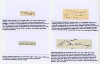 Leicestershire C.C.C. Four nice individual signatures of Leicestershire players signed to pieces, each laid to white card. Signatures are William Henry Flamson (Leicestershire 1934-1939), Thomas Edward Sidwell (1913-1933), Norman Foster Armstrong (1919-19