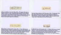 Warwickshire C.C.C. Four nice individual signatures of Warwickshire players signed to pieces, each laid to white card. Signatures include the rarer William Marcus Hampton (Warwickshire &amp; Worcestershire 1922-1926, 13 matches), Alfred John William Croom