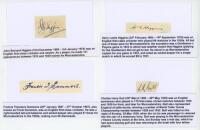 Worcestershire C.C.C. Four nice individual signatures of Worcestershire players signed to pieces, each laid to white card. Signatures are John Bernard Higgins (Worcestershire 1912-1930), Harry Leslie Higgins (Worcestershire 1920-1927), Francis Theodore Su