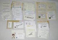 Test, County, University and Minor Counties signatures 1950s-2000s. A large selection of signatures, the majority on printed cards, plain cards, labels etc. Test player signatures include England (34), Australia (24), South Africa (23), Sri Lanka (22), Ne