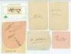 Test and County signatures c.1930s. A selection of signatures in ink and pencil signed to small album pages, snips/ pieces, some laid down. Signatures are H.S.T.L. 'Stork' Hendry (Australia), Herbert Wade, Alex Bell, Balaskas, Nourse and Williams of the 1