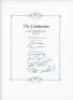 'The Centurions- Scorers of 100 First-Class Centuries'. Headed book insert by Boundary Books containing the ink signatures of nine players who have achieved the feat. Signatures, nicely signed in ink, by Don Bradman, Glenn Turner, Colin Cowdrey, Tom Grave