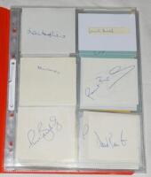 Test cricketers signatures 1960s-2000s. Folder comprising over ninety signatures on small pages, pieces (some laid down) etc. Signatures include Agnew, Amiss, Athey, Bairstow, Brearley, Edmonds, Gifford, Gooch, Lamb, J. Lever, Luckhurst, Randall, Russell,