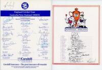 England tour of Australia &amp; New Zealand 1990/91. Official autograph sheet for the tour, fully signed with twenty one signatures in ink. Plus further autograph sheet for the tour, nineteen signatures. G - cricket