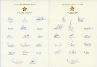 Zimbabwe 1983-1986. Four official autograph sheets for the World Cup in England 1983, tour of Sri Lanka 1983, tour of England 1985 and ICC Trophy 1986. All fully signed. Signatures include Fletcher, Traicos, Butchart, K. Curran, Hick, Hogg, Houghton, Pycr