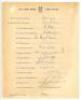 M.C.C. tour to West Indies 1959/60. Official autograph sheet fully signed in ink by all fifteen members of the M.C.C. touring party. Signatures include May (Captain), Cowdrey, Allen, Barrington, Dexter, Illingworth, Pullar, Smith, Statham, Subba Row, Swet