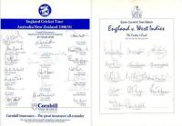 England autograph sheets 1990-1995. Two official autograph sheets. One for the tour to Australia and New Zealand 1990/91, fully signed by all twenty members of the touring party. The other for England v West Indies, sixth Test, The Oval, 24th- 28th August