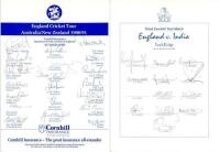 England autograph sheets 1990-1996. Two official autograph sheets. One for the tour to Australia and New Zealand 1990/91, fully signed by all twenty members of the touring party. The other for England v India, third Test, Trent Bridge, 4th- 9th July 1996,