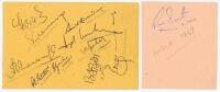 India tour to England 1967. Two album pages nicely signed by a total of eleven members of the Indian touring party. Signatures are Borde, Subramanyam, Venkataraghavan, Saxena, Guha, Kunderam, Mohol, Chandrasekhar, Bedi, Prasanna and Surti. VG - cricket
