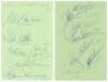 New Zealand World Cup team to England 1979. Double album page (split) nicely signed by fourteen members of the New Zealand touring party. Signatures include Burgess (Captain), Chatfield, Troup, Coney, Howarth, Stott, Cairns, Wright, Hadlee, Lees etc. Sol - 3