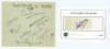 South Africa tour to England 1951. Album page nicely signed in black ink by ten members of the South African touring party. Signatures are Fullerton, Mann, A. Rowan, Tayfield, Mansell, McGlew, McLean, Chubb, Melle and van Rynefeld, with the signature of B