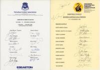 Western Australia 1992-1994. Six official autograph sheets for Western Australia teams for home and away matches in the period, one sheet lacking one signature, otherwise all fully signed. Signatures include Marsh, Alderman, Julian, Langer, Martyn, Moody,