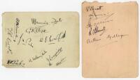 Sussex C.C.C. 1926/27. Album page nicely signed in black ink by ten members of the Sussex team c.1926/27. Signatures are Tate, Cox, Cornford, Wensley, Cook, H.W. Parks, J.H. Parks, Hollingdale, John Langridge, and the rarer L.A. Waghorn (4 matches 1926-19