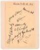 Sussex C.C.C. 1931. Album page very nicely signed in black ink by eleven members of the 1931 Sussex team. Signatures are Tate, Collins, Wensley, W.L. Cornford, John Langridge, James Langridge, H.W. Parks, J.H. Parks, Cook, Bowley, and the rarer A.G. Pelha