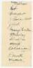 'Milnrow C.C. (C. Lancs League)' 1946. Album page fragment very nicely signed in ink by eleven players. Notable signatures include George Tribe (Australia), R. Howarth, E. Robinson, J. Taylor etc. VG - cricket