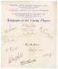 Yorkshire C.C.C. 1939. Sheet of headed paper for the Yorkshire C.C.C. v Middlesborough &amp; District XIV, 29th April 1939. Nicely signed by twelve members of the Yorkshire side in ink including Sellers, Sutcliffe, Hutton, Bowes, Wood, Turner, Verity, Ley