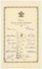 Surrey 'County Cricket Champions 1952-1958'. Official autograph sheet signed by fourteen members of the Surrey team of 1958. Signatures include May, A. Bedser, Laker, Clark, Stewart, Constable, McIntyre, Barrington, E. Bedser, Parsons, Lock etc. G/VG - cr