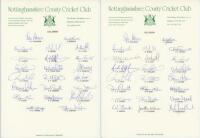 Nottinghamshire C.C.C. 1994-1997. Four official autograph sheets for the 1994,1995, 1996 and 1997 seasons. Signatures include Robinson, Johnson, French, Newell, Pick, Lewis, Field-Buss, Adams, Noon, Sylvester, Cairns, Pollard, Afzaal, Metcalfe, Afford, Za