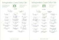 Nottinghamshire C.C.C. autograph sheets 1994-1997. Three fully signed official autograph sheets for Nottinghamshire teams. Seasons are 1994, 1995, and 1997. Signatures include Robinson, Johnson, French, Newell, Pick, Lewis, Field-Buss, Noon, Cairns, Afzaa