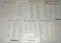 Somerset C.C.C. 1988-2003. A complete run of sixteen official autograph sheets for Somerset teams for the period. The 1988 sheet with eighteen signatures, the remainder fully signed by all named players with the exception of 1992 (lacking three signatures