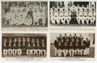 South Africa and Pakistan touring party postcards 1907-1955. Mono photograph of the 1907 South African touring party by Eventoscope. Real photograph official team postcards of the South African touring parties 1947 and 1955, and Pakistan 1954. Also a Wren