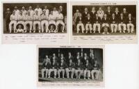Yorkshire C.C.C. team postcards 1947-1959. Five official mono real photograph postcards of Yorkshire teams for seasons 1947, 1948, 1949 (all published by Chas. Price, Leeds), 1955 and 1959 (publisher unknown). Minor annotations to lower borders of the 195