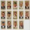 John Player &amp; Sons. 'Cricketers, 1934'. Fourteen cards from the series, each signed to the face in different coloured inks by the featured player. Signatures are Ames, Bakewell, Berry, Clark, James Langridge, Mitchell, Parks, Walters, Paynter, Townsen