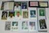 Cricket postcards, collectors cards, player photographs etc. 1970s-2000s. Small box comprising approx. two hundred unsigned postcards and collectors cards of players portraits, teams, players in action, grounds etc. The majority loose, some in albums. Ser