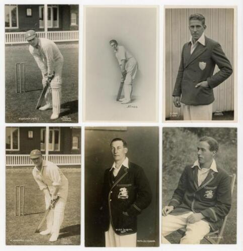 Kent C.C.C. player and grounds postcards 1930s-1970. Six mono real photograph postcards of Kent players in various poses. Players featured are W. Ashdown, A. Fagg (two different), W. Hardinge, W.H.V. Levett, and F. Woolley. Also a mono real photograph pos