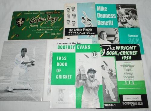 Kent benefit and testimonial brochures 1950-2017. Box comprising over forty mainly Kent benefit and testimonial brochures. Some brochures signed including Doug Wright 1950, Godfrey Evans 1953, Brian Luckhurst 1973, David Nicholls 1980, Derek Underwood 198