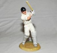 Geoff Boycott. Royal Doulton china figure of Geoff Boycott. Boycott is depicted in batting mode wearing England cap with bat raised playing a stroke. Approximately 9.5&quot; tall. Limited edition 137/8114. Produced in 1996. G - cricket