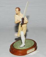 Don Bradman. Australia. Endurance Ltd cold-cast porcelain figure of Bradman in batting pose. On wooden plinth with title. Approx 8&quot; tall. Limited edition 19/2500, with certificate. From the collection of Gordon Ross, sports journalist and author. G/V