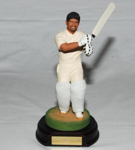 Sachin Tendulkar. India. Endurance Ltd cold-cast porcelain cricketing figures of Tendulkar. Complete with plinth and bat. Approx 8.5&quot; tall. Limited edition 106/5000, with certificate. From the collection of Gordon Ross, sports journalist and author.