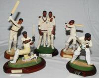 West Indies. Five Endurance Ltd cold-cast porcelain cricketing figures of Garry Sobers, Everton Weekes, Brian Lara, Curtley Ambrose and Courtney Walsh (joint figures), and Viv Richards. Complete with plinths and bats where necessary. Various heights, all 