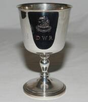 Derek Randall. Nottinghamshire &amp; England 1972-1993. Silver plated goblet presented to Randall by the M.C.C. for the England tour of Pakistan &amp; New Zealand 1983-94 with engraved image of St. George &amp; the Dragon of England with initials 'D.W.R.'