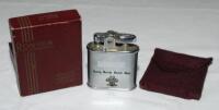 Ronson 'Whirlwind' cigarette lighter engraved to one side 'Surrey County Cricket Club' with Surrey emblem, and to the verso 'County Champions 1952, 1953, 1954, 1955, 1956. Under Captaincy of W. Stuart Surridge'. The lighter, in original cloth pouch and bo