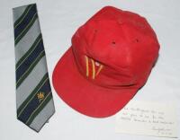 Paul Johnson. Nottinghamshire 1982-2002. Official 'Whittingdale' sponsor's cap issued to and used by Johnson for the England 'A' tour to West Indies and Bermuda, with accompanying authentication card signed by Johnson. 'Paul Johnson' handwritten to inside