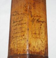 M.C.C. tour to Australia 1946/47. Gunn &amp; Moore 'Autograph' size 6 bat, signed to the verso in ink by sixteen members of the M.C.C. touring party. Signatures are Hammond (Captain), Yardley, Voce, Wright, Pollard, Ikin, Gibb, Washbrook, Compton, Bedser,