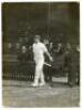 Surrey v Gentlemen of England, The Oval 16th- 18th April 1906. Five early original mono photographs, each depicting a member of the Gentlemen team entering or leaving the field of play for the opening match of the 1906 season. Players featured are W.G. Gr - 3