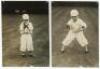 Young boy cricketer. Collection of Victor Forbin. Four original mono press photographs of a young boy in cricket attire, two each in batting and wicketkeeping poses. Pencil annotations to verso, 'D.M.[Daily Mirror?] Sept 1st Page 1', with stamps for V. Fo - 3