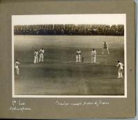 Edward Lambert 'Ted' a'Beckett. Victoria &amp; Australia 1927-1932. Original album in plain card covers, assumed to have been presented to a'Beckett, comprising twelve original mono press photographs of action from the 1930 Ashes Test series in England. E